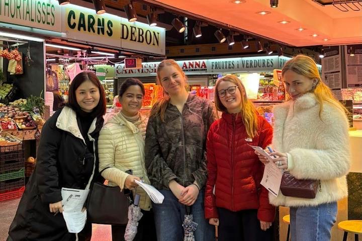 Millie on her gap year, at a Barcelona market