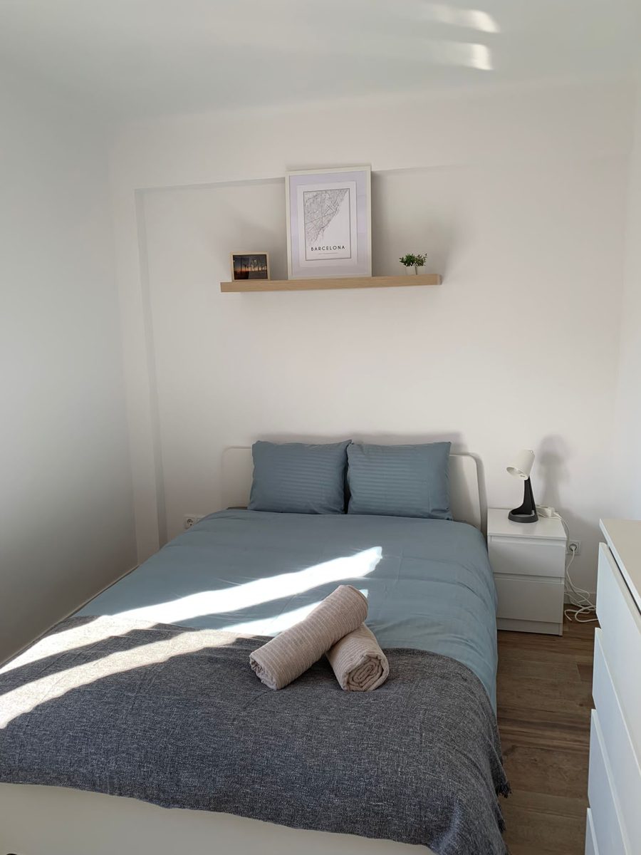 A bedroom in one of the flats