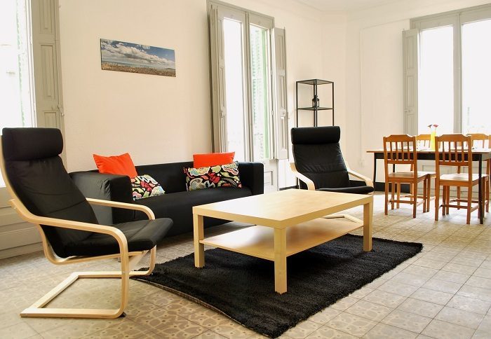 The living room of one of the flats