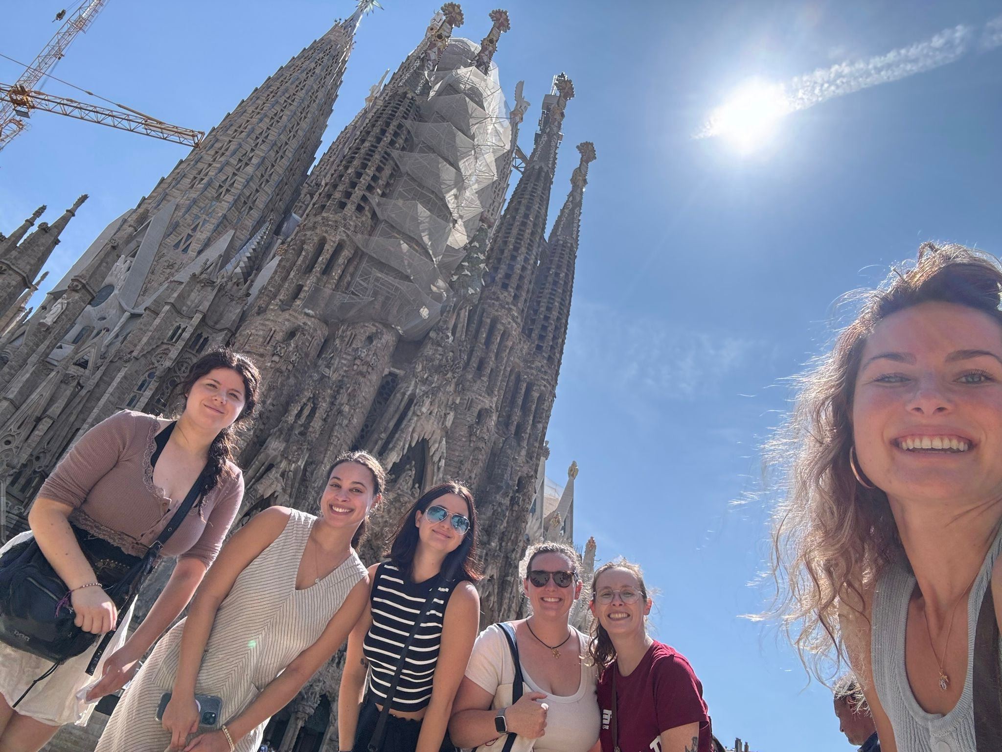 A course group at the Sagrada Familia